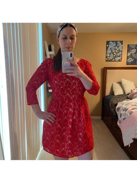 French Connection Dresses & Skirts - French Connection Red Lace Dress Size 6
